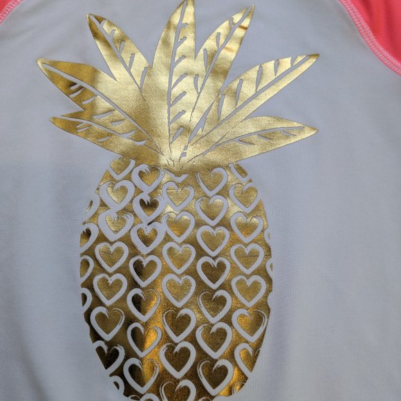 🛍️ BUNDLE ONLY | Girls Cat & Jack Pineapple Rash Guard XS 4/5 - Picture 2 of 5